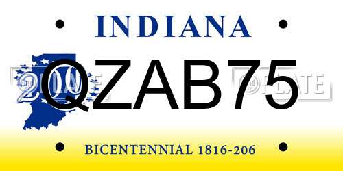 QZAB75 Indiana License Plate
