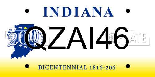 QZAI46 Indiana License Plate