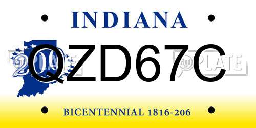 QZD67C Indiana License Plate