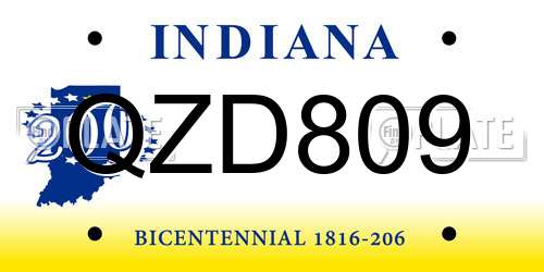 QZD809 Indiana License Plate