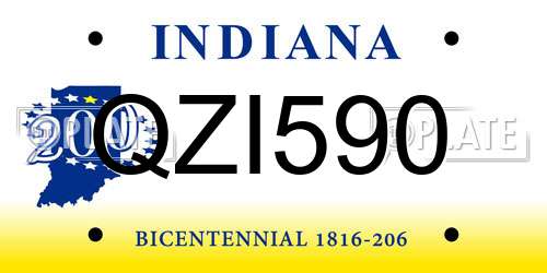 QZI590 Indiana License Plate