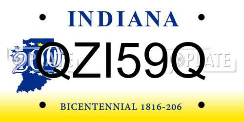 QZI59Q Indiana License Plate