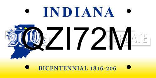 QZI72M Indiana License Plate