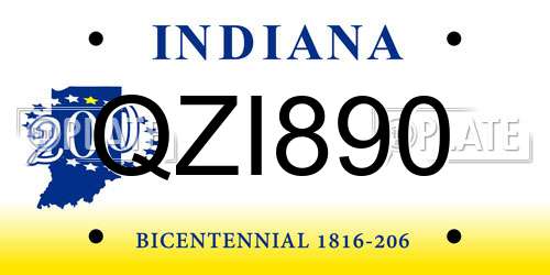 QZI890 Indiana License Plate