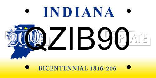 QZIB90 Indiana License Plate