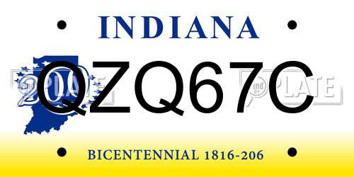 QZQ67C Indiana License Plate