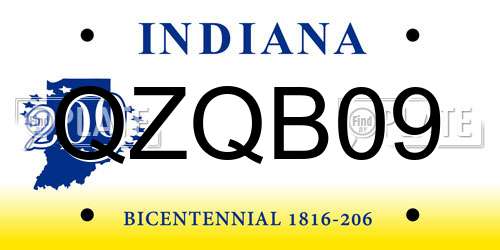 QZQB09 Indiana License Plate
