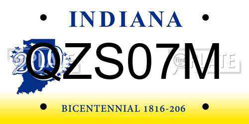 QZS07M Indiana License Plate