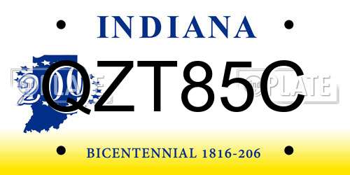 QZT85C Indiana License Plate