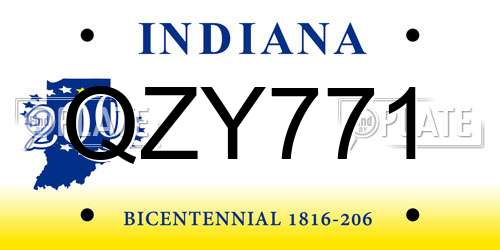 QZY771 Indiana License Plate