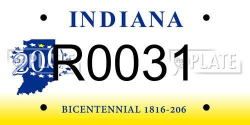 R0031 Indiana License Plate