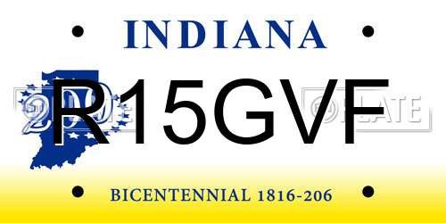 R15GVF Indiana License Plate