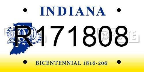 R171808 Indiana License Plate