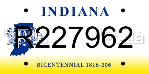 R227962 Indiana License Plate