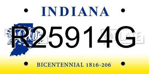 R25914G Indiana License Plate