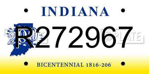 R272967 Indiana License Plate