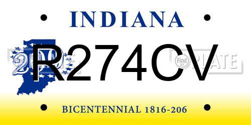 R274CV Indiana License Plate