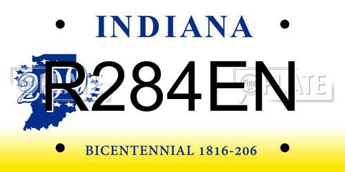 R284EN Indiana License Plate