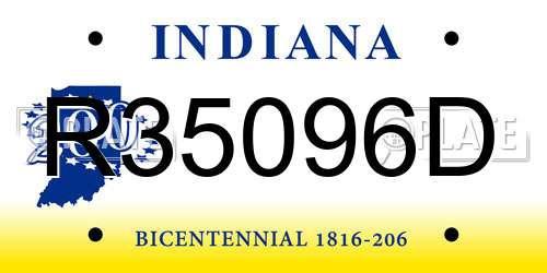 R35096D Indiana License Plate