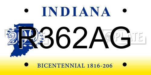 R362AG Indiana License Plate