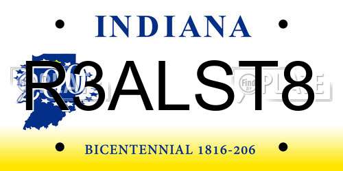 R3ALST8 Indiana License Plate