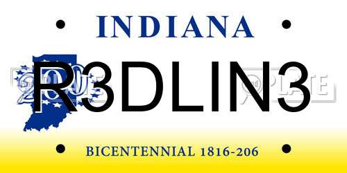 R3DLIN3 Indiana License Plate