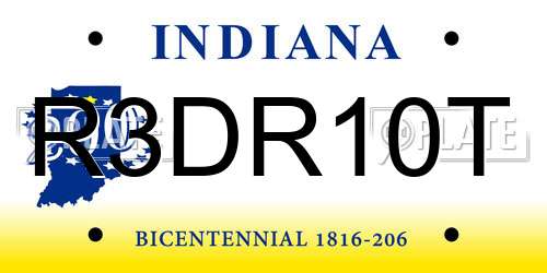 R3DR10T Indiana License Plate