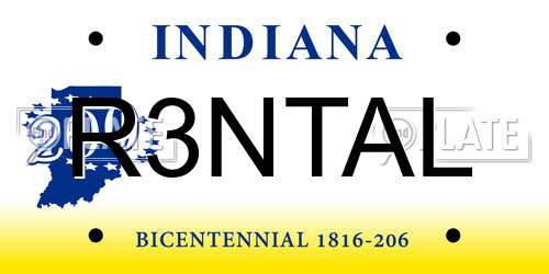 R3NTAL Indiana License Plate