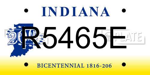 R5465E Indiana License Plate