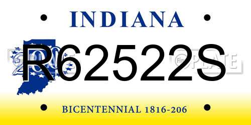 R62522S Indiana License Plate
