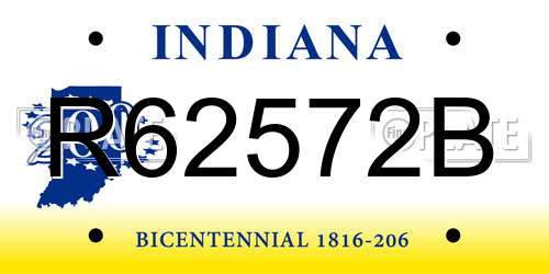R62572B Indiana License Plate