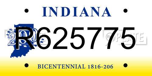 R625775 Indiana License Plate