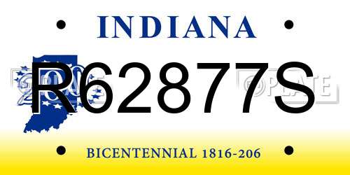 R62877S Indiana License Plate