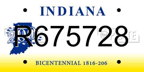 R675728 Indiana License Plate