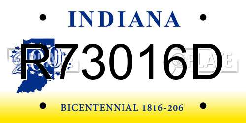 R73016D Indiana License Plate