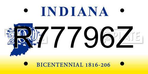 R77796Z Indiana License Plate