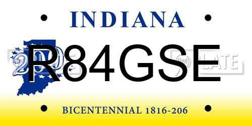 R84GSE Indiana License Plate