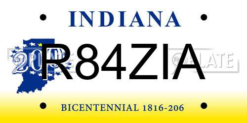 R84ZIA Indiana License Plate