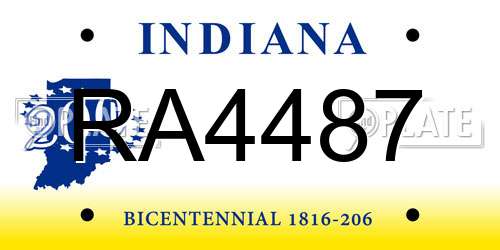 RA4487 Indiana License Plate
