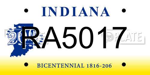 RA5017 Indiana License Plate