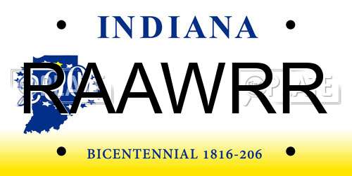 RAAWRR Indiana License Plate