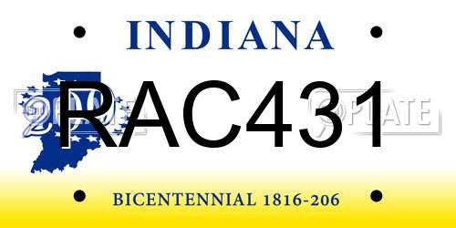 RAC431 Indiana License Plate