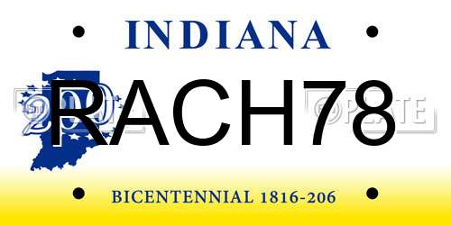 RACH78 Indiana License Plate