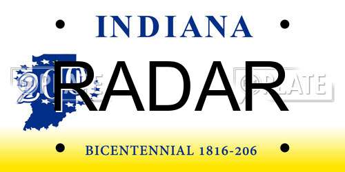 RADAR Indiana License Plate