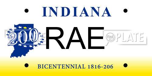RAE Indiana License Plate