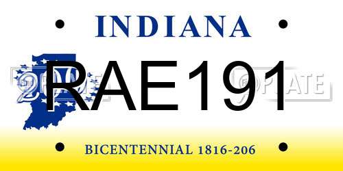 RAE191 Indiana License Plate