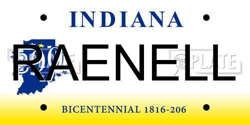 RAENELL Indiana License Plate