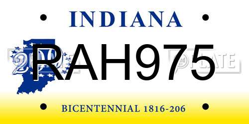 RAH975 Indiana License Plate