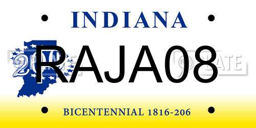 RAJA08 Indiana License Plate