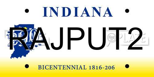 RAJPUT2 Indiana License Plate